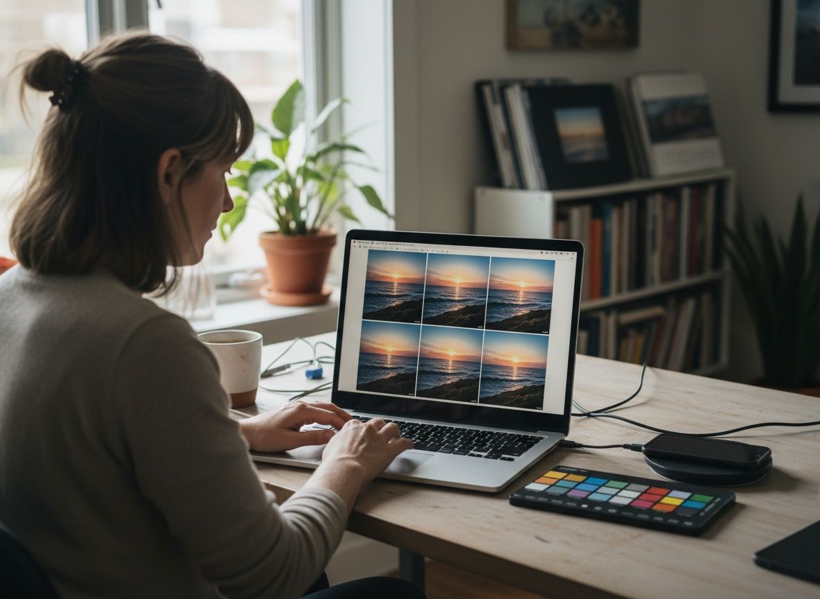 Nabewerken op de eigen laptop: een reeks beelden naast elkaar in dezelfde behandeling