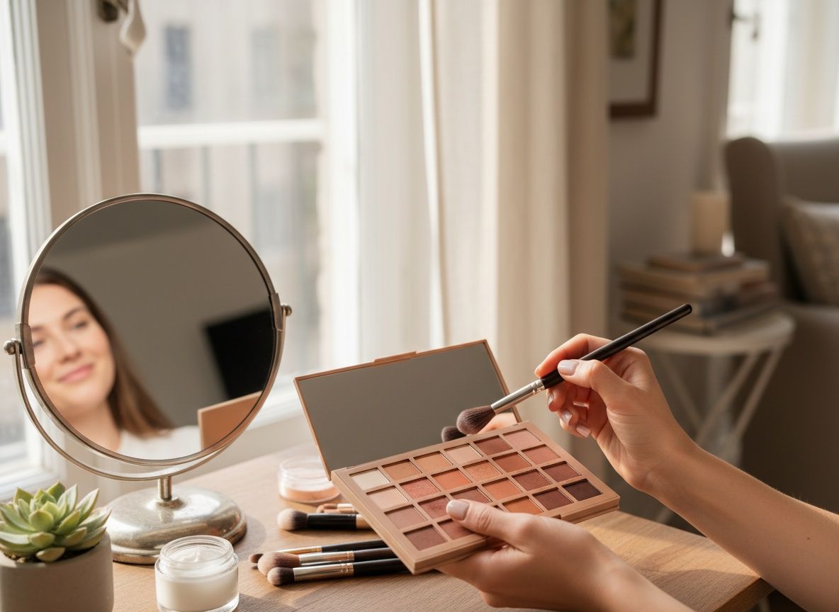Beautyshoot bij raamlicht: visagie-artikelen liggen klaar naast een reflectiescherm