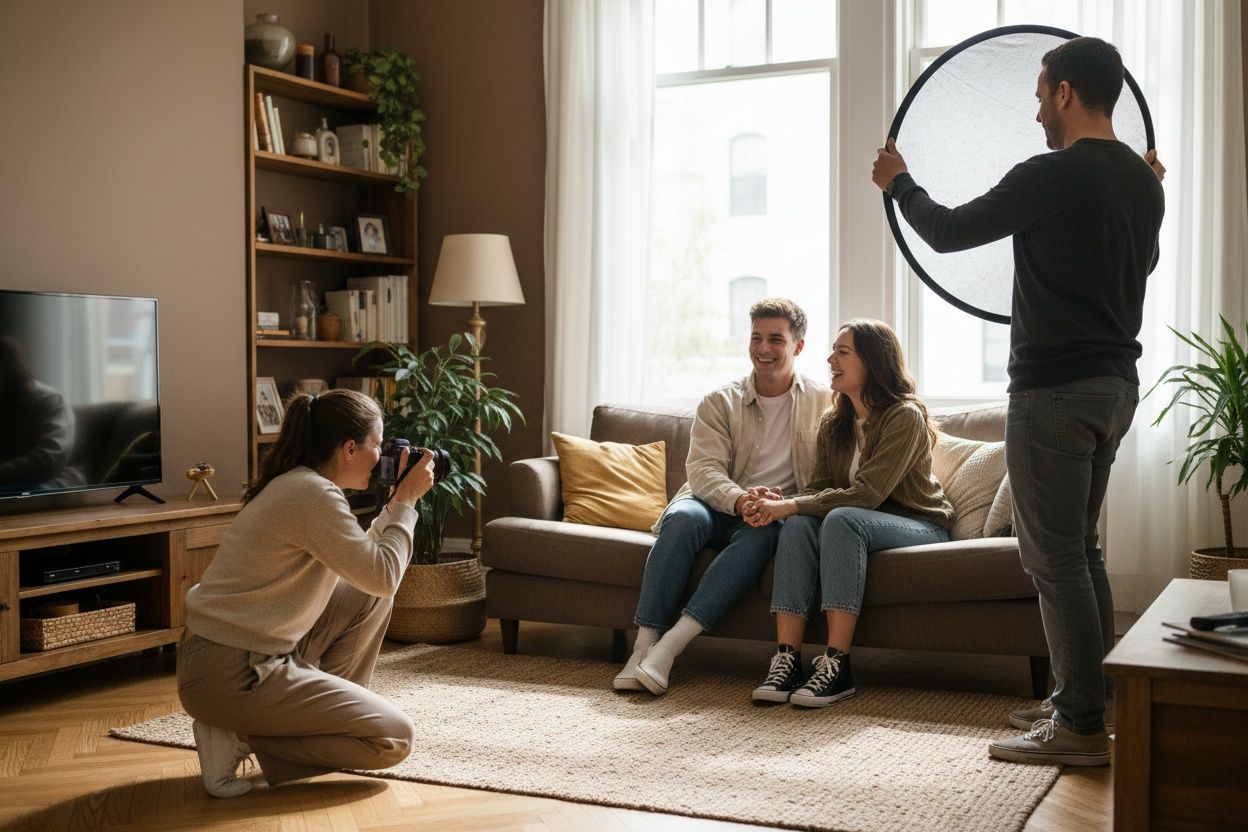 Achter de schermen tijdens een shoot: camera en reflectiescherm